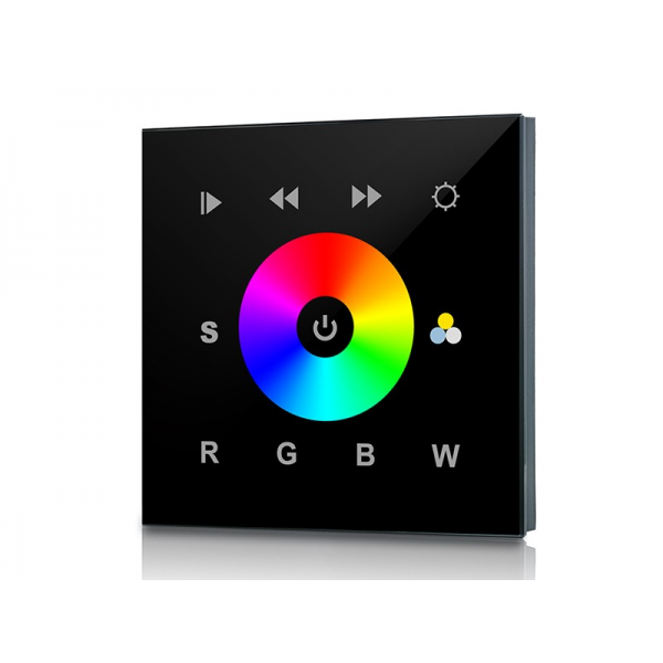 SR-2811DMX 512 Wallplate Controller - Black Glass Front - Colour Selection Wheel with 8 built-in programs